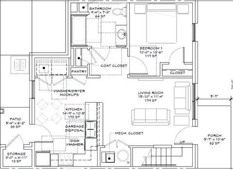 a floor plan of a house with bedrooms and baths and a garage